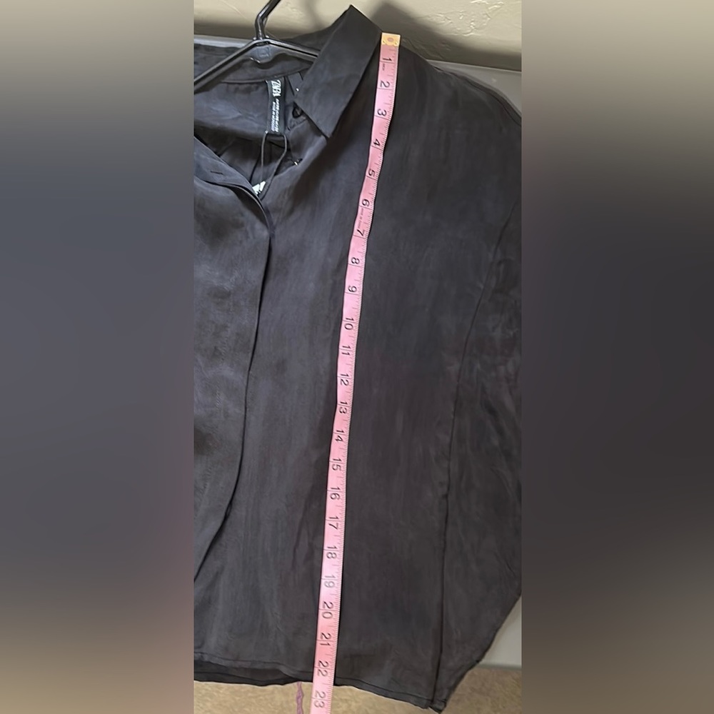 NWT Zara Lyocell black button down blouse XS - Picture 9 of 9